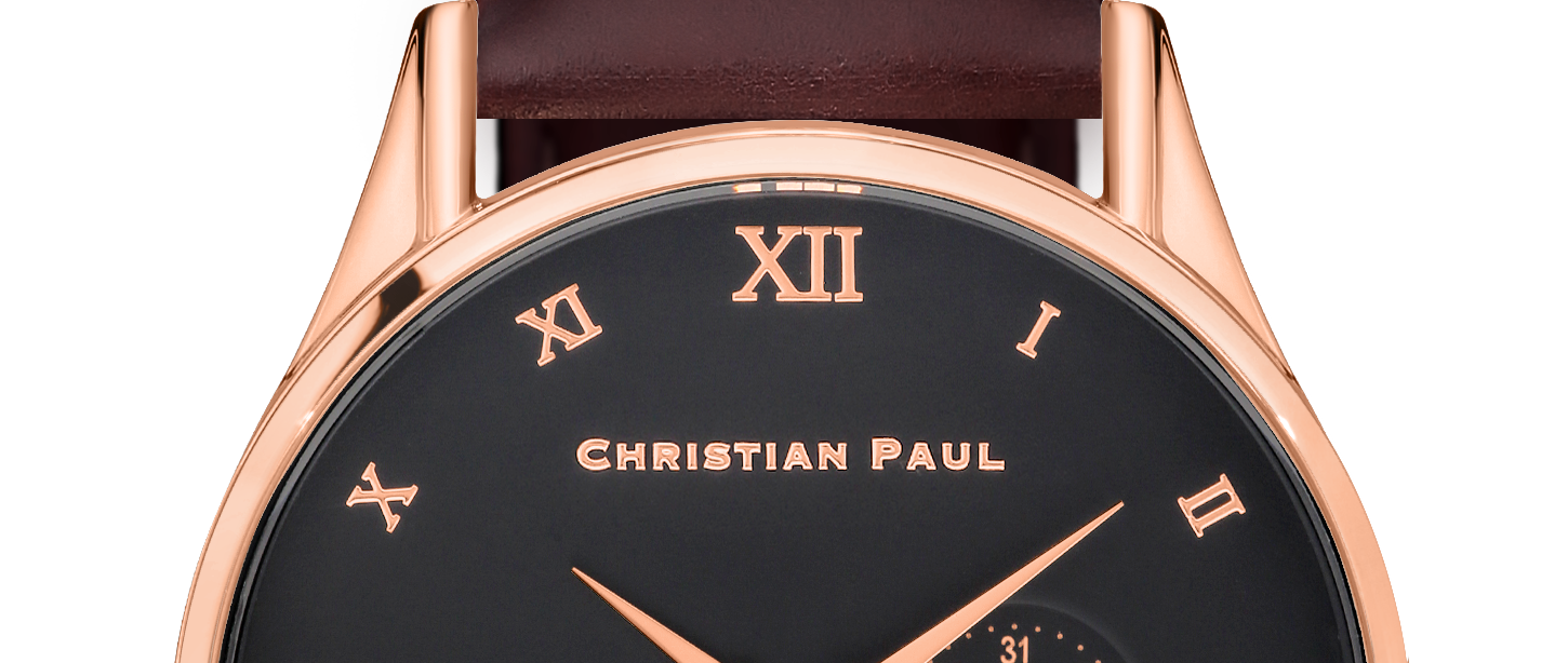 Luxury rose gold and black dial genuine leather brown watch