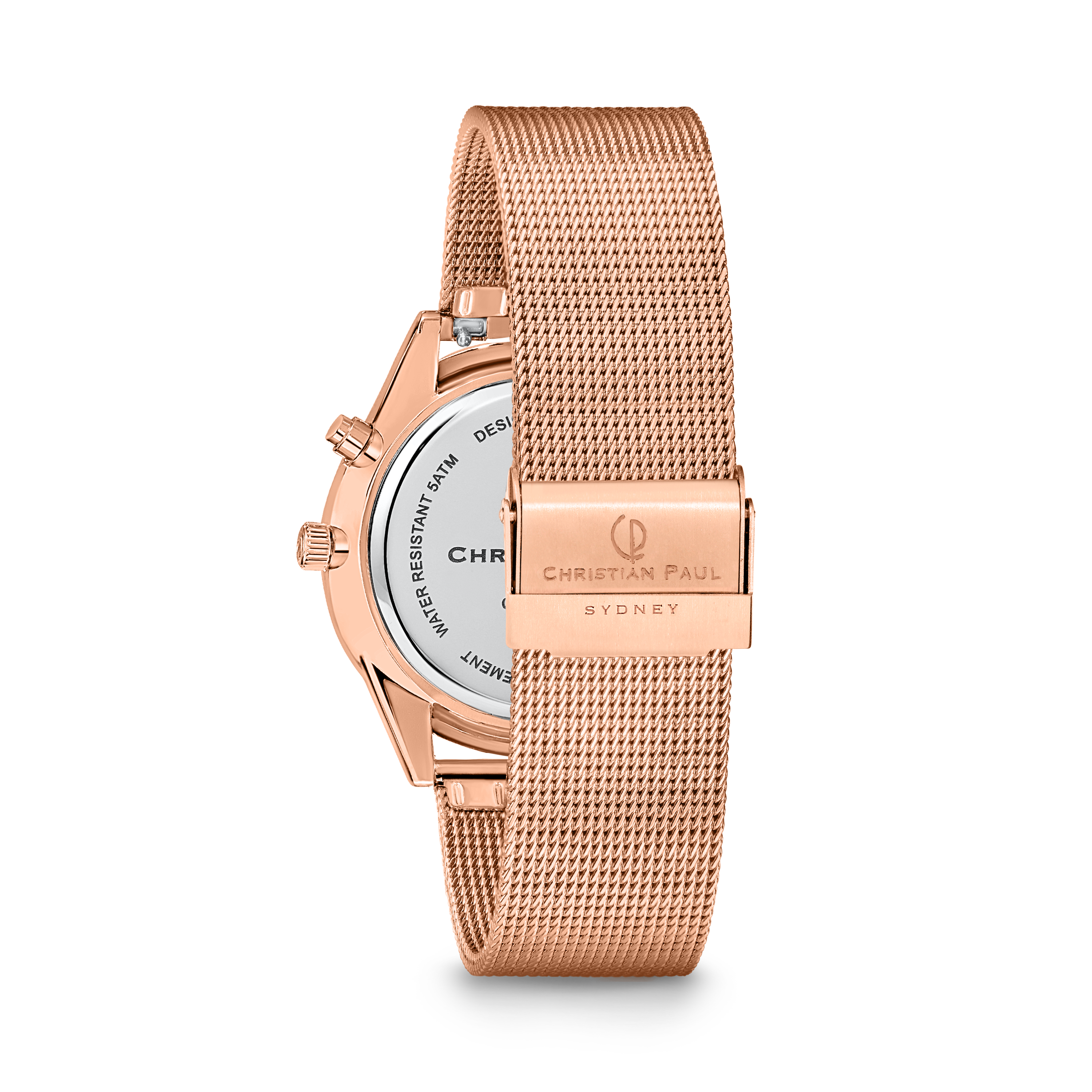 Luxury black and rose gold dial rose gold mesh link watch