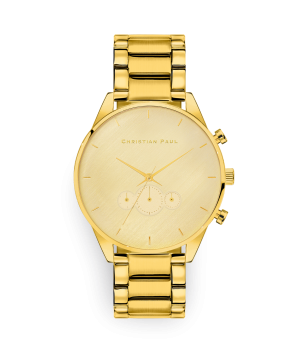 Luxury all gold brushed metal link watch
