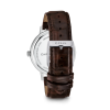 Luxury white and silver dial brown croc leather watch