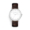 Luxury white and silver dial brown croc leather watch