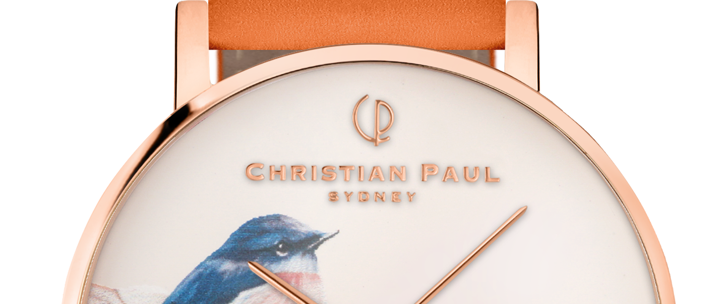 floral tangerine and rose gold watch