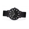Luxury black leather watch with crystals