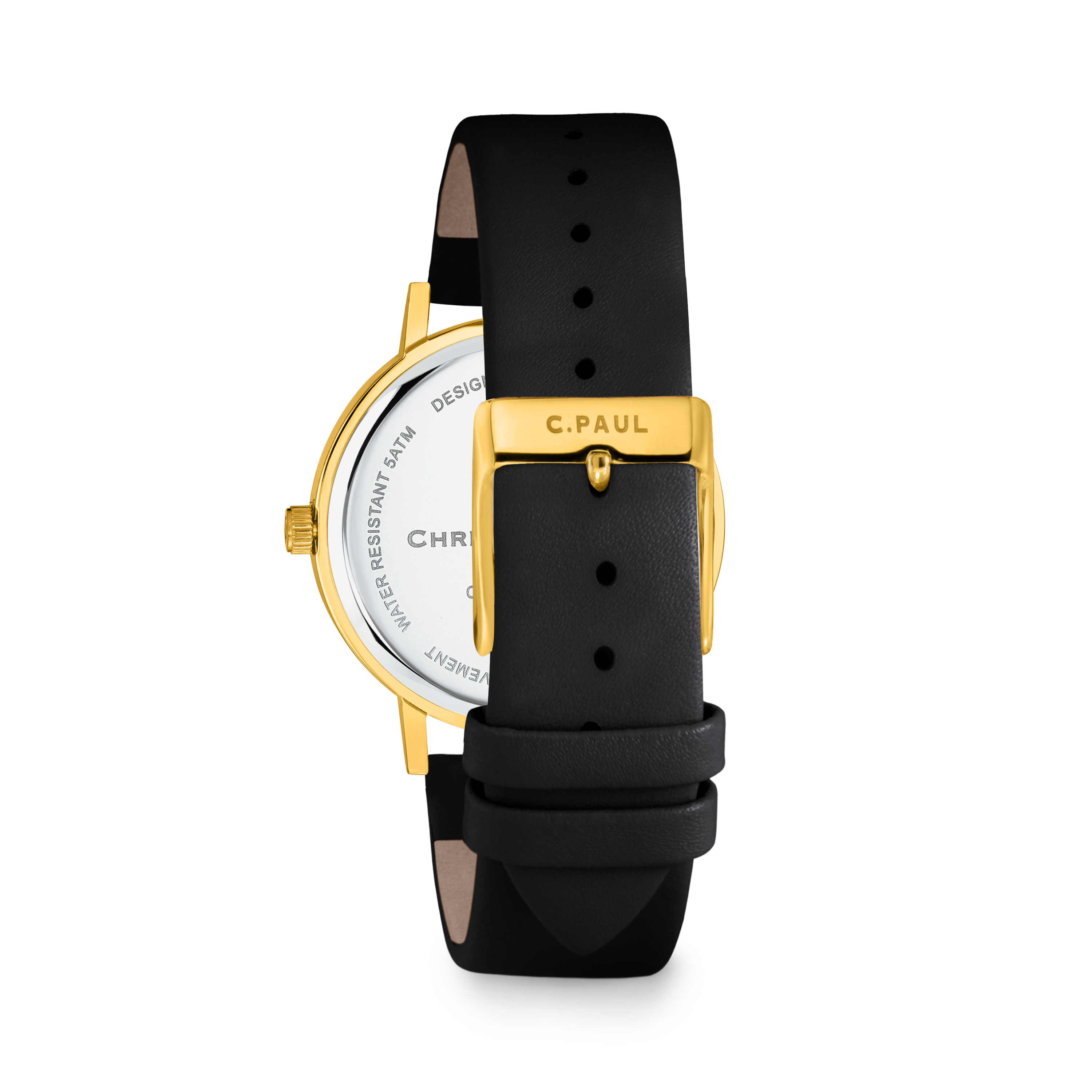 Luxury gold and black leather watch