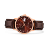 Luxury burgundy and rose gold dial brown genuine croc leather watch