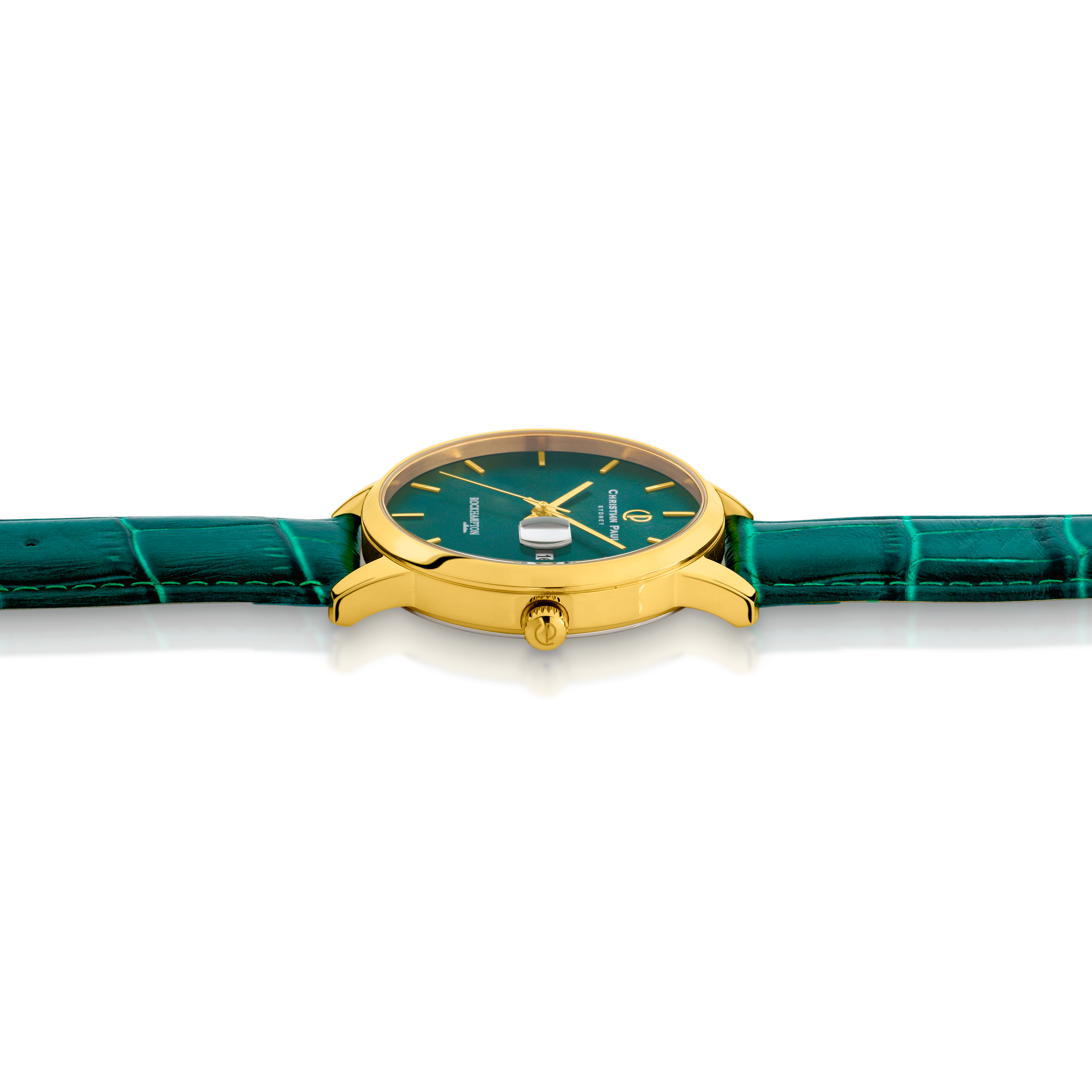 Luxury emerald and gold dial genuine emerald leather watch