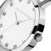 Luxury white leather watch with crystals